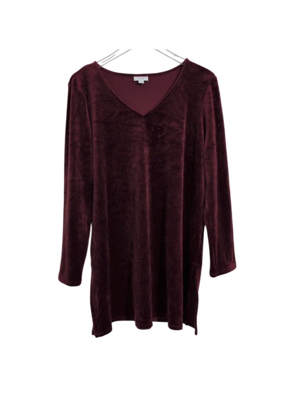 Pure Jill Velour Tunic Womens Size XL Burgundy V Neck Grunge Whimsigoth Grunge